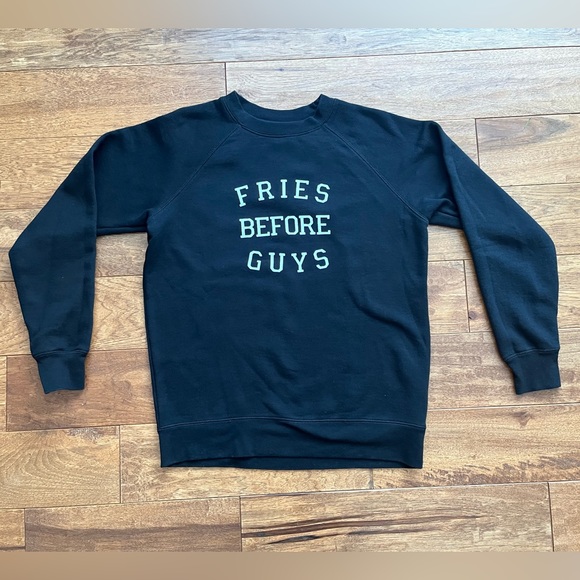 Brunette the Label Fries Before Guys Black Sweatshirt, XS/S - Picture 8 of 15